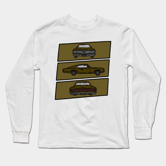 retro muscle car vintage illustration Long Sleeve T-Shirt by fokaction